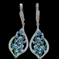 Сребърни обеци - Перуника 