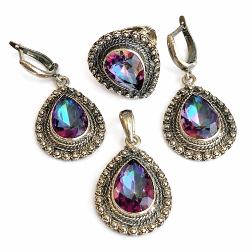 сребърен комплект с мистик топаз сребърен комплект с мистик топаз