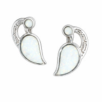 сребърни обеци с бял опал