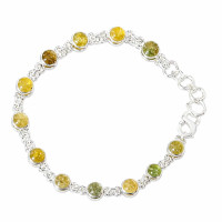  сребърна гривна - жълт турмалин