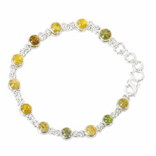  сребърна гривна - жълт турмалин