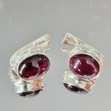 сребърни обеци с гранат 