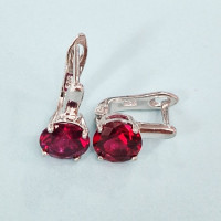 сребърни обеци с рубин