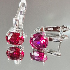 сребърни обеци с рубин