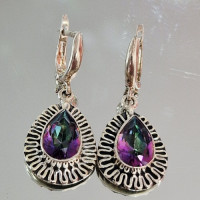 сребърни обеци с мистик топаз