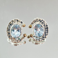 сребърни обеци  с топаз