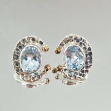 сребърни обеци  с топаз