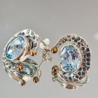 сребърни обеци  с топаз