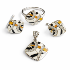 сребърен комплект със емайл