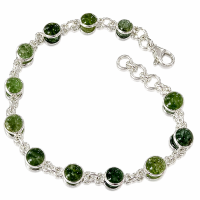 сребърна гривна - зелен турмалин