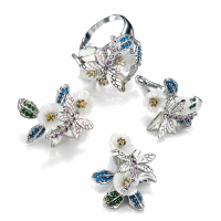 сребърен комплект - водно конче